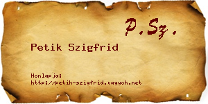 Petik Szigfrid névjegykártya